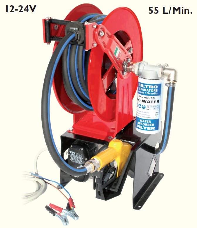 12-24V “STOP & GO“ Diesel fuel pumps with automatic reel – 55l/m